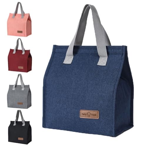 Image of June Tech Insulated Lunch Bag for Women & Men, Reusable Cooler Bag for Kids & Adults, Thermal Cooler Bag for Work, School, Picnic, Travel (Navy Blue)