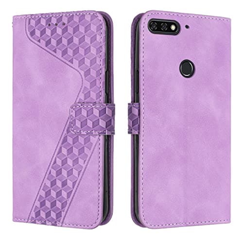 Image of OKZone Compatible With Huawei Y7 2018/Honor 7C/Y7 Prime 2018 Case, Wallet Case PU Premium Leather with Card holder Slots Magnetic Shockproof Protect Flip Cover Bookstyle Phone Cases Cover (Purple)
