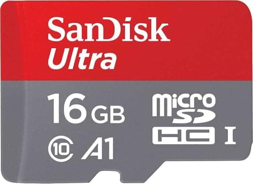 Image of SanDisk Ultra 16 GB microSDHC Memory Card + SD Adapter with A1 App Performance Up to 98 MB/s, Class 10, U1 , Red