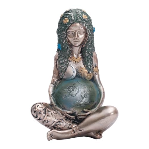 Image of SHOWFEICAT Goddess Statue, Gaia Statue Mother Earth Nature Moon Statues, Resin Witchy Spiritual Figurine Home Room Decor Garden Decoration Earth Day Decoration