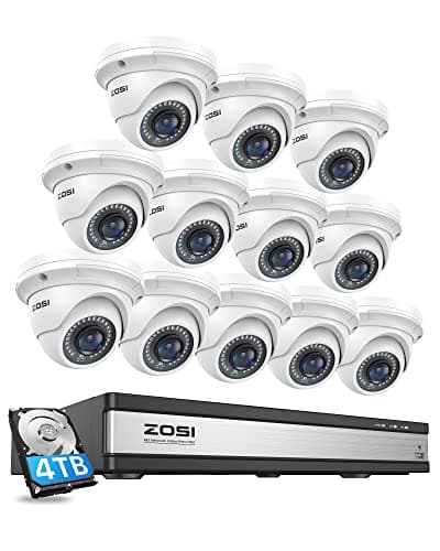 Image of ZOSI 4K 16 Channel POE Security Camera System with 4TB HDD, 12pcs 5MP Outdoor Indoor Dome PoE IP Camera, 16CH 8MP Surveillance NVR Recorder,80ft Night Vision,Remote Access,for Home 24-7 Recording