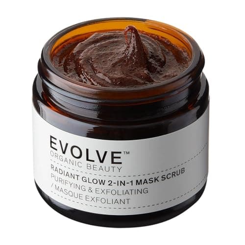 Image of Evolve Organic Beauty Natural Radiant Glow 2-in-1 Mask Scrub with Raw Cacao and Sweet Almond Oil - Hydrating Face Mask for Normal to Dry Skin (60ml)