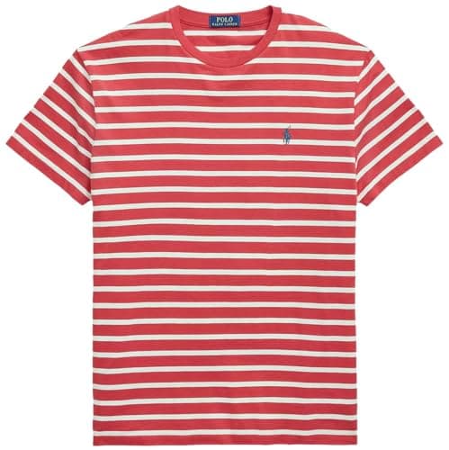 Image of POLO RALPH LAUREN Men's Jersey Cotton Crew Neck T-Shirt, Rl Striped Spring Red, Large