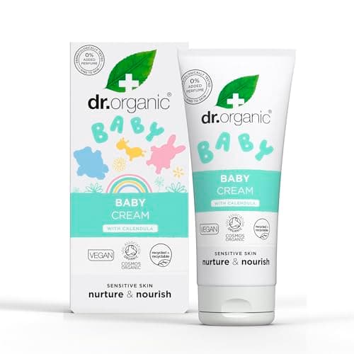 Image of Dr Organic Calendula Baby Moisturiser, Fragrance Free, Skin Soothing, Sensitive Skin, Natural, Vegan, Cruelty-Free, Paraben & SLS-Free, Organic, 50ml
