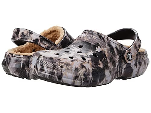 Image of Crocs Unisex-Adult Classic Lined Tie-Dye Clog, Black Bleached Dye, M4/W5 UK