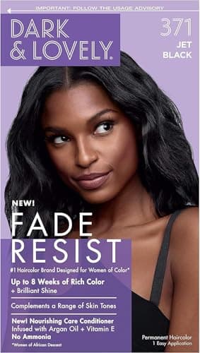Image of Dark and Lovely Jet Black 371 Fade Resist Permanent Hair Colour Hair Dye Up PACK OF 3