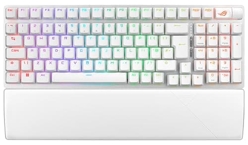 Image of ASUS ROG Strix Scope II 96 Wireless Gaming Keyboard, Tri-Mode Connection, Dampening Foam & Switch-Dampening Pads, Hot-Swappable Pre-lubed ROG NX Snow Switches, PBT Keycaps, RGB-Black, UK Layout, White
