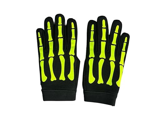 Image of MyLeather Skeleton Hand Mechanics Gloves - Heavy Duty Riding Gloves-Adjustable Velcro Wrist Closure-Durable Textile Fabric-Suede Palm for Motorcycle & Everyday Wear-Black Gloves (Yellow, 3XL)