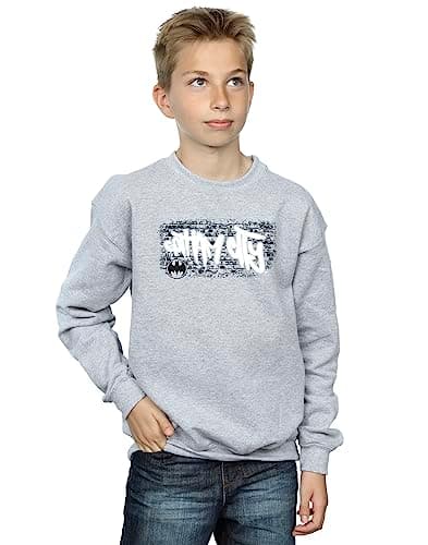Image of DC Comics Boys Batman Gotham City Graffiti Sweatshirt Sport Grey 9-11 Years