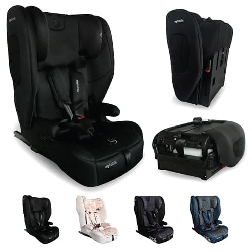 Image of My Babiie MBCS80 Foldable Toddler to Booster R129 Child Car Seat - ISOFIX with Top Tether, Harness, 76-150cm (Approx. 9-36kg, 15 Months - 12 Years), i-Size, Group 1/2/3, Forward Facing - Black
