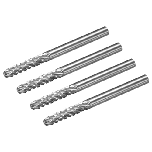 Image of sourcing map Tungsten Carbide Rotary Files 1/8" Shank, Double Cut Cylindrical Radius End Rotary Burrs Tool 3mm Dia, for Die Grinder Drill Bit Wood Soft Metal Carving Polishing, 4pcs