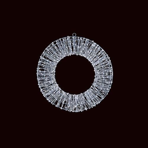 Image of Premier Decorations 45cm Light Up Beaded Silver Wreath Indoor Outdoor Use Eco Friendly White LEDs Christmas Decoration Xmas Festive Décor
