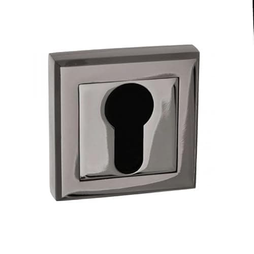 Image of Kooples Hardware Euro Escutcheon Pair on Square Rose for Profile Cylinder Locks Door Keyhole Covers (Black Nickel)