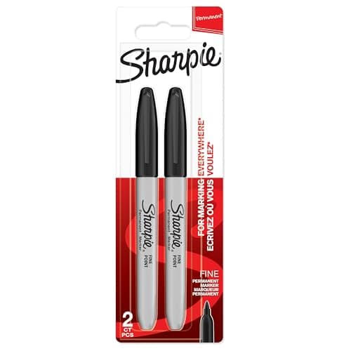 Image of Sharpie Permanent Markers | Fine Point for Bold Details | Black Ink | 2 Marker Pens