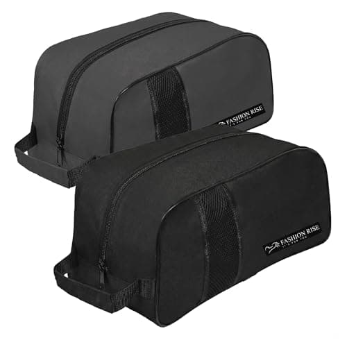 Image of Waterproof Sports Boot/Shoe/Travel Bag for Football Cricket Rugby Golf Toiletry Gym for Men/Women (Black & Grey, 2 Pcs)