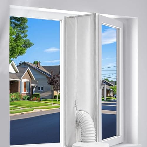 Image of Air Conditioner Window Seal, 400CM Kit for Mobile Air Conditioner & Tumble Dryer, Hot Air Stop with Double Zip & Adhesive Fastener, 9m High-Temp 3M Tape with Velcro,4 Cable Ties Window Kit.