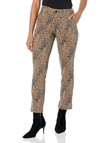 Image of Paige Mayslie Ankle Straight Pants, Manhattan Cheetah, 42 for Women, Manhattan Cheetah, UK UK XL