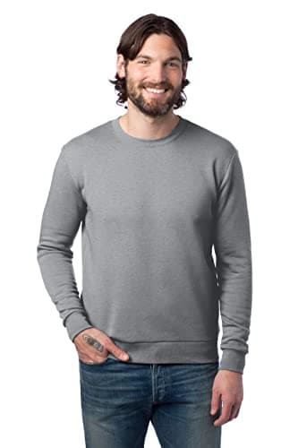 Image of Alternative Men's Sweatshirt, Eco-Cozy Pullover Lightweight Fleece Crewneck, Heather Grey, XS