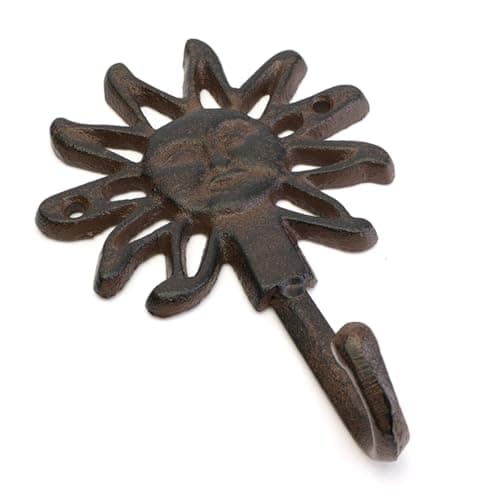 Image of Fahoujs Handcrafted Iron Wall Hanging Hook with Sun and Star Shape Decorative Hanger for Stylish Spaces Cartoon Sun Hook