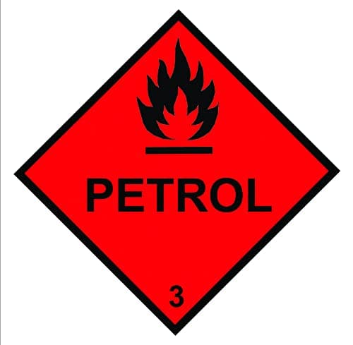 Image of Danger Highly Flammable PETROL symbol Warning Safety Sign Self Adhesive Gloss Sticker 125mm x 125mm