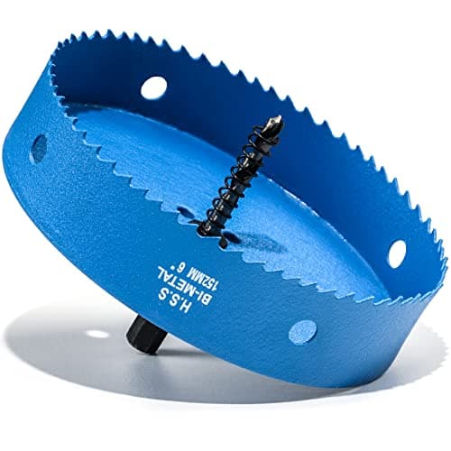 Image of 152mm Hole Saw, HSS Bi-Meta Hole Cutter in 30mm Cutting Depth for Wood Boards, Thin Metal Sheet, Drywall and Plastic