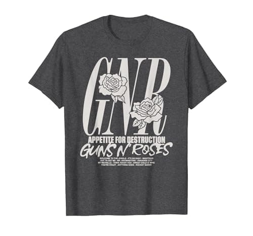 Image of Official Guns N' Roses Appetite Tracks T-Shirt, Men, Dark Heather Grey, XX-Large