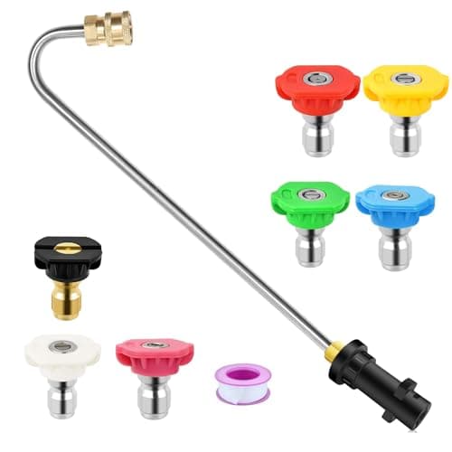 Image of Geichan Pressure Washer Accessories Dirt Blaster Power Lance for Karcher K2 K3 K4 K5 K6 K7 Kärcher Series,Jet Wash Extension Wand with 7 Nozzles,Guttering Cleaning Kit Gutter Rod Cleaner Attachment