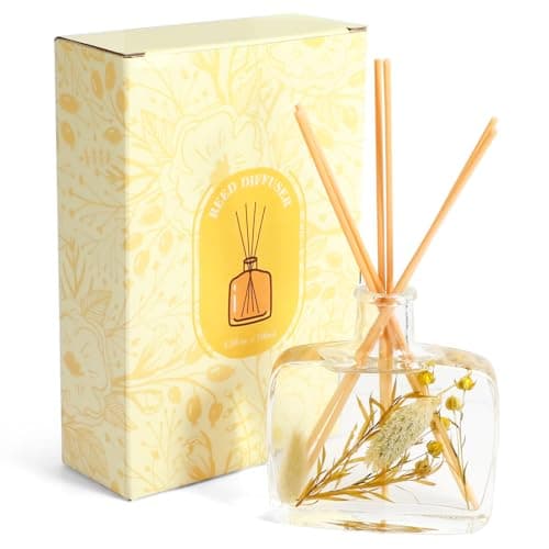 Image of Scent-Hi Reed Diffuser Gift Set - 100ml Sage & Sea Salt Fragrance with Dry Flowers, Rattan Sticks, Perfect for Home, Valentine's Day or Birthday