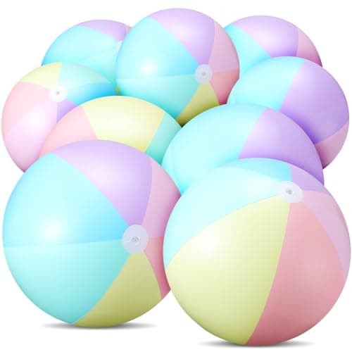 Image of Sinmoe 12 Pcs Inflatable Beach Balls Bulk Pastel Color Jumbo Big Macaron Beach Balls Kids Summer Swimming Party Favor Water Games (26.5 Inch)