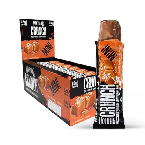 Image of Warrior Crunch Mini (Snacksize) – Protein Bars – 9g+ Protein Per Bar – Low Carb, Low Sugar Snack – 24 Pack x 32g (Salted Caramel)