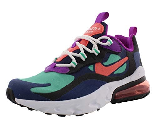 Image of Nike NIKE AIR MAX 270 REACT (GS), Boy's Running Shoe, Blue Void/Magic Ember/Black/Kinetic Green, 5.5 UK (38.5 EU)