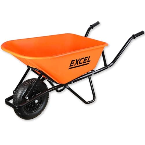 Image of Excel Wheelbarrow Cart Trolley Heavy Duty 100L Wheelbarrow HDPE Plastic Tray with 150 kg load capacity & Durable & Strong Wheel, Wheelbarrows, Wheel Barrow, Heavy duty wheelbarrow, large wheel barrow