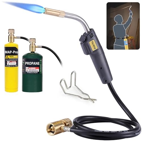 Image of TAUSOM MAPP Gas Torch Kit with Swirl Flow - Heavy-Duty MAP Gas Torch Head, Auto Ignition & 4.9ft Hose - Compatible with MAP-Pro, MAPP Gas & Propane for Brazing, Welding, Plumbing & HVAC Repair