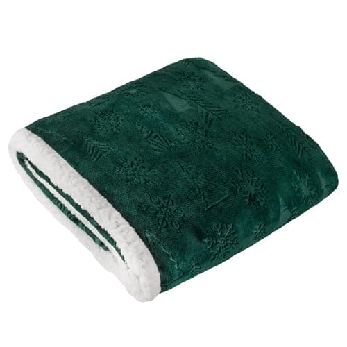 Image of furn. Festive Time Throw – Winter Embossed Soft Sherpa Fleece Decorative Christmas Blanket (Emerald - 140x180cm)