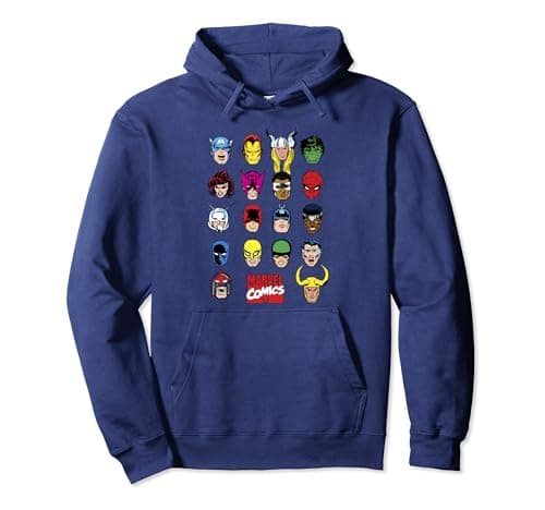 Image of Marvel Group Shot Comic Faces Grid Poster Pullover Hoodie