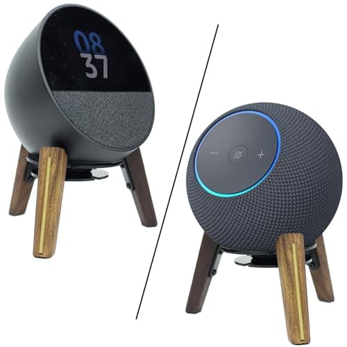 Image of Alloery Desk Stand Compatible with Echo Spot Wood,Dot Max (newest model),Dot 5th,Pop and Homepod mini Stand Protect Speaker Sound Better Stable Wooden Mount Holder for All Suitable Sized Speakers