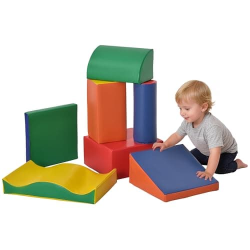 Image of HOMCOM Soft Play Set, 7 Piece Soft Foam Blocks, Toddler Climb and Crawl Activity Play Set for 1-3 Years, Soft Play Equipment for Building and Stacking, Educational Play, Red