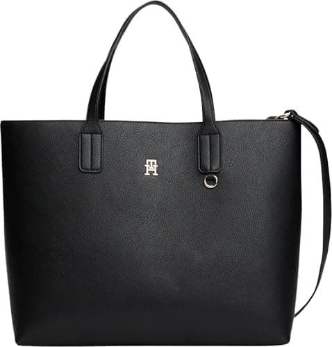 Image of Tommy Hilfiger Women's TH ICON SATCHEL AW0AW18122 Satchel, BLACK, One Size