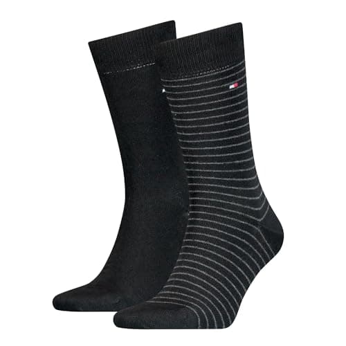 Image of Tommy Hilfiger 2-Pack Small Stripe Socks, Black 8.5-11 Black