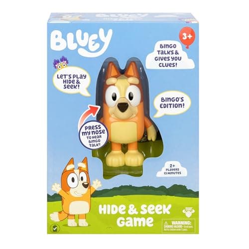 Image of Bluey Hide & Seek Game - Bingo, Hide The Figure And Press Her Nose To Start The Built-in Timer, Talks And Giggles To Help Kids Find Her, When Found, Kids Can Dance To Theme Song