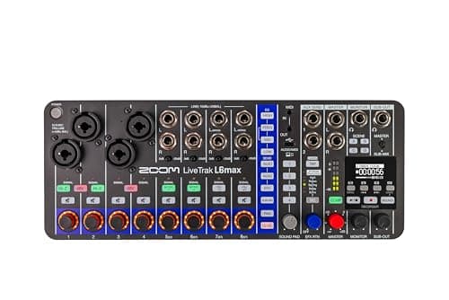 Image of Zoom LiveTrak L6max Digital Mixer/Recorder, Battery Powered, 32-Bit Float, 12-Channels, 4 Combo + 8 Stereo Inputs, MIDI, Effects, Sound Pads, 3-Band EQ, Bounce Track, AI Noise Reduction, and More