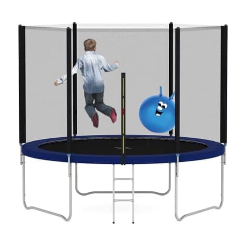 Image of Heavy Duty 6FT 8FT 10FT 12FT 14FT Outdoor Trampoline with Enclosure Net for Kids Spring Cover Ladder FREE Space Hopper (8ft)