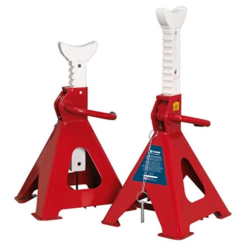 Image of Sealey Aas5000 Axle Stands (Pair) 5Tonne Capacity Per Stand Auto Rise Ratchet