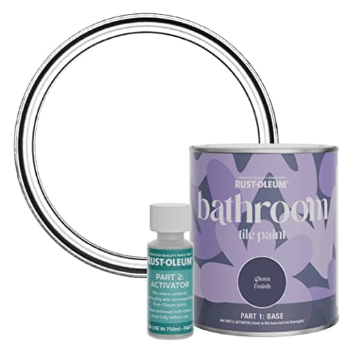 Image of Rust-Oleum White Water-Resistant Bathroom Tile Paint in Gloss Finish - White (Cotton) 750ml
