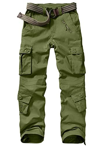 Image of Jessie Kidden Women's Combat Cargo Trousers Camo Camouflage Army Military Tactical Work Pants #2083-Army Green-34(14)