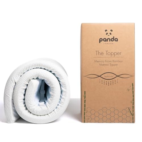 Image of Panda® Gel Infused Memory Foam Bamboo Mattress Topper - UK Small Double | 5cm Thick | Medium Firm | Orthopaedic Neck, Spine, Hip Support | Adjustable Straps | Temperature Control | Long Lasting