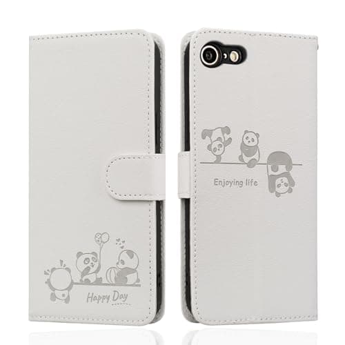 Image of Butnyeoe for iPhone 7/iPhone 8 Flip Case with Card Holder, iPhone SE (2020)(2022) Wallet Case for Women, PU Leather Magnetic Book Protective Phone Cover, Cute Cartoon Panda White