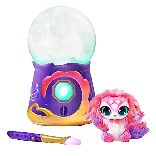 Image of Magic Mixies Magical Misting Crystal Ball With Interactive 8 Inch Pink Plush Toy Ages 5+ And 80+ Sounds And Reactions.