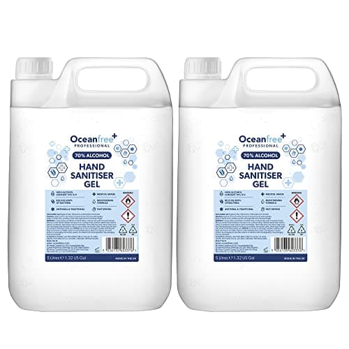 Image of 70% Alcohol Hand Sanitiser Gel - 5L Litres - Certified Surgical/Medical Grade - Made in the UK (Pack of 2)