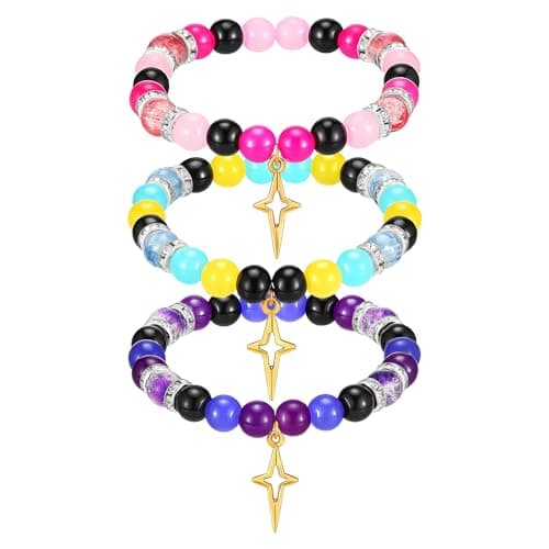 Image of Tondiamo 3 Pcs Bracelets for Fans Inspired Crystal Friendship Beaded Bracelets Cosplay Merchandise Gifts for Fans Jewelry Birthday Christmas